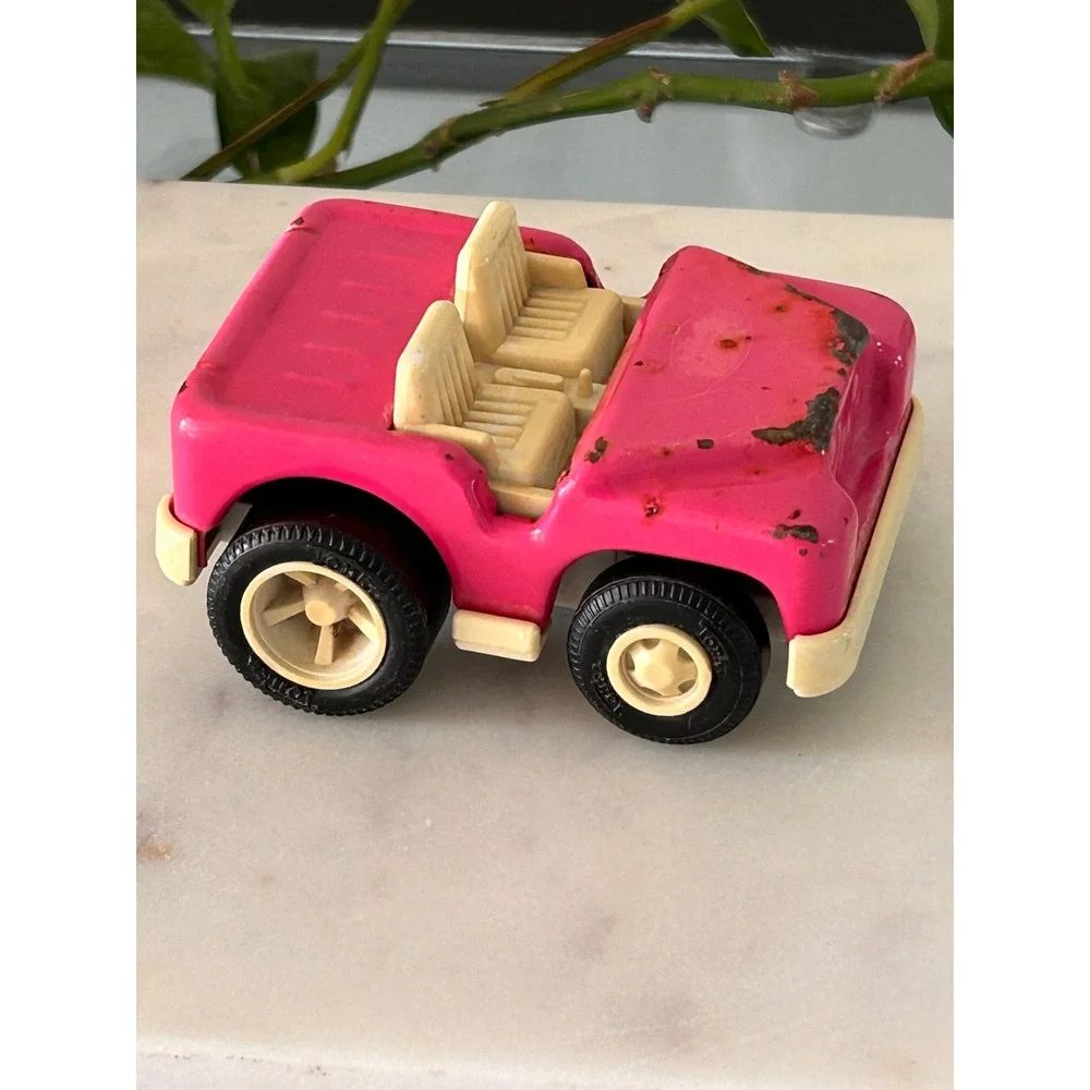 Vintage Tonka Pink Metal Jeep Pressed Steel Toy Car Magenta